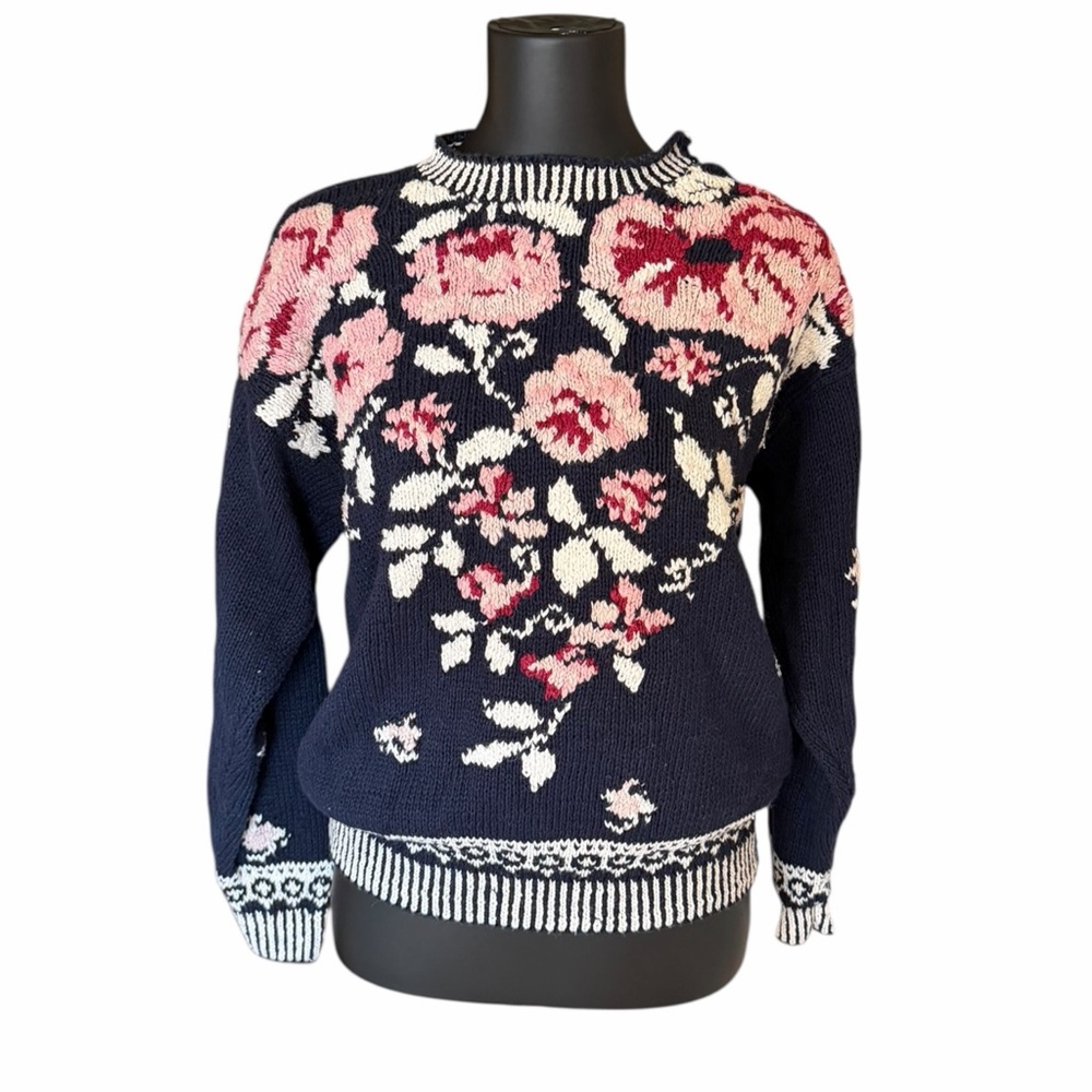 90s Vintage Floral Sweater Studio Michelle Stuart Size S Cottagecore Grandma